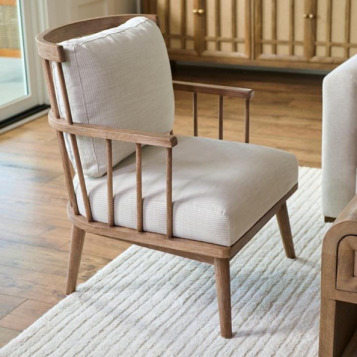 Gray Striped Banks Accent Chair