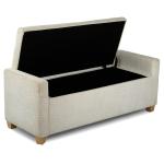 Cream Boucle Tufted Storage Bench with Armrests