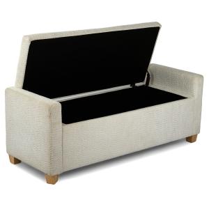 Cream Boucle Tufted Storage Bench with Armrests