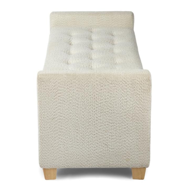 Cream Boucle Tufted Storage Bench with Armrests