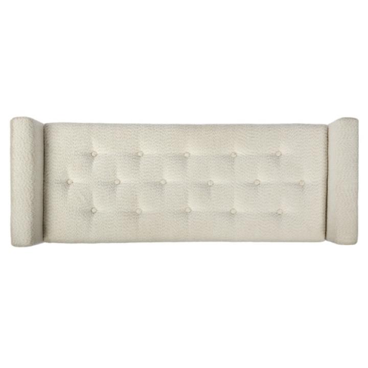 Cream Boucle Tufted Storage Bench with Armrests