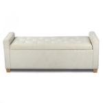 Cream Boucle Tufted Storage Bench with Armrests