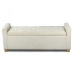 Cream Boucle Tufted Storage Bench with Armrests