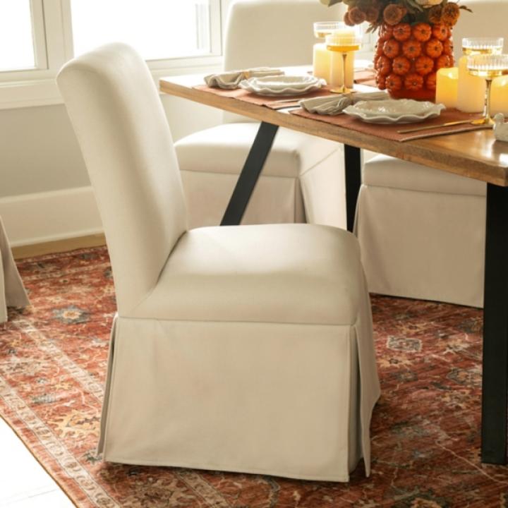 Cream Skirted Dining Chair with Castors
