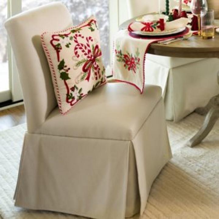 Cream Skirted Dining Chair with Castors