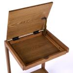 Brown Wood Flip-Top C-Table with Castors