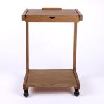 Brown Wood Flip-Top C-Table with Castors
