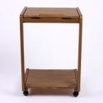 Brown Wood Flip-Top C-Table with Castors