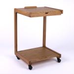 Brown Wood Flip-Top C-Table with Castors