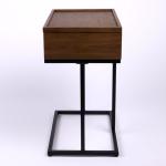 Brown Wood & Black Metal Turning Storage C-Table