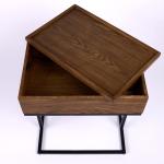 Brown Wood & Black Metal Turning Storage C-Table