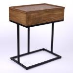 Brown Wood & Black Metal Turning Storage C-Table