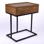 Brown Wood & Black Metal Turning Storage C-Table