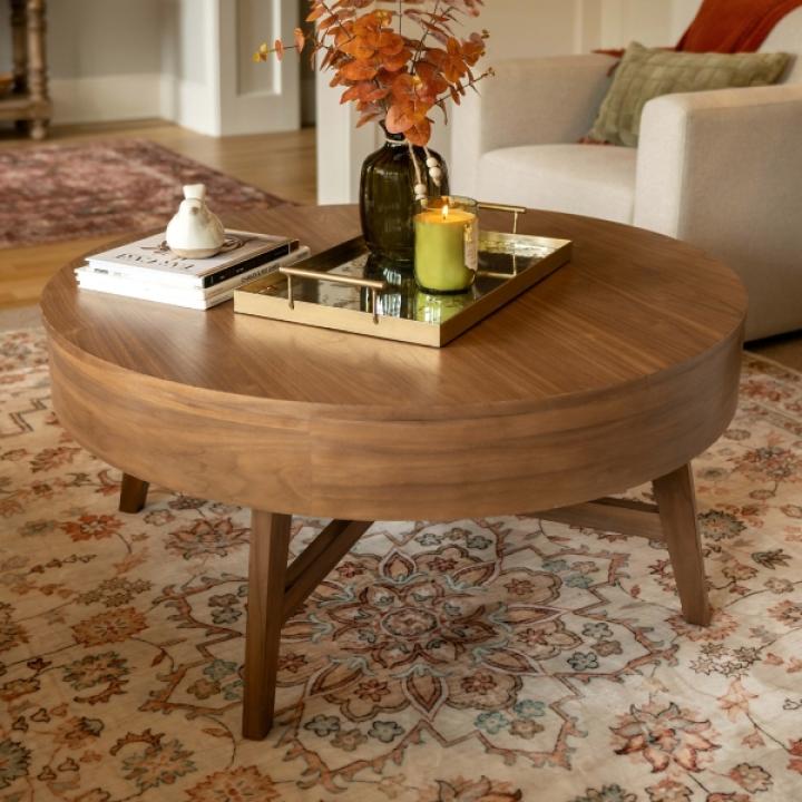 Walnut Wood Round Harlow Coffee Table