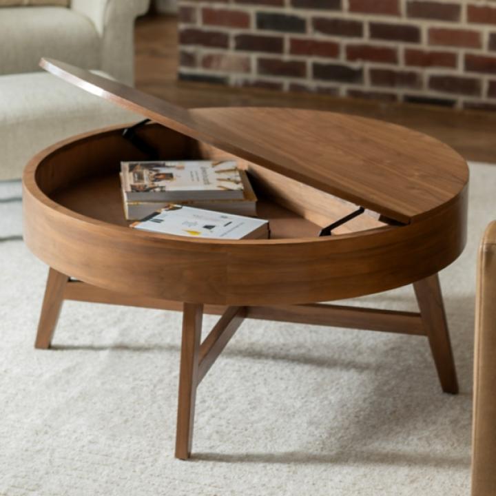 Walnut Wood Round Harlow Coffee Table