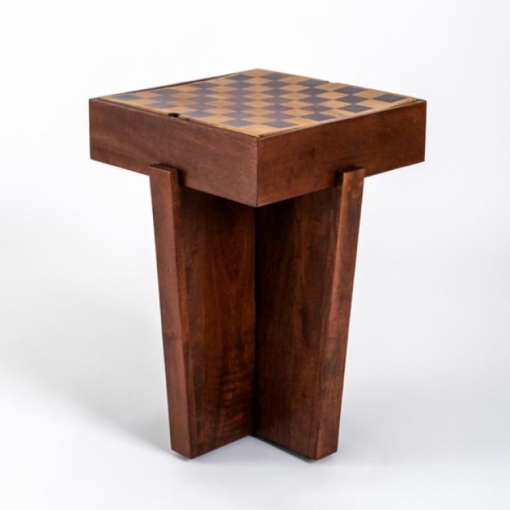 Checkerboard Tabletop Storage Accent Table
