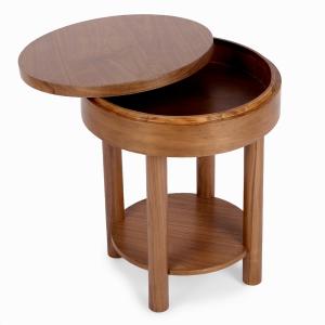 Walnut Wood Round Harlow End Table