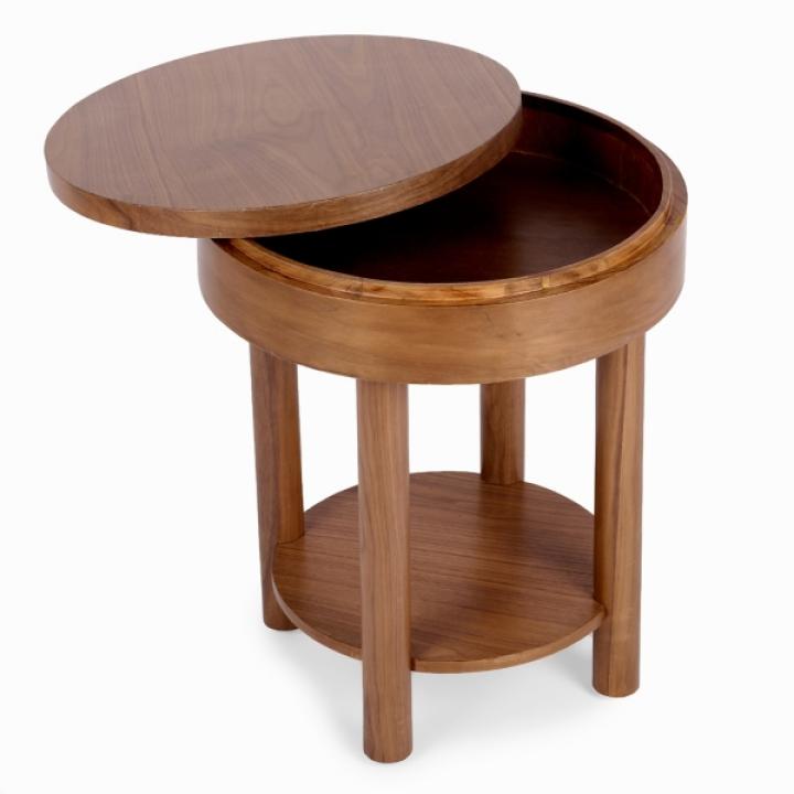Walnut Wood Round Harlow End Table