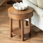 Walnut Wood Round Harlow End Table