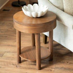 Walnut Wood Round Harlow End Table