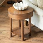Walnut Wood Round Harlow End Table