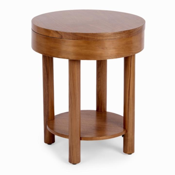 Walnut Wood Round Harlow End Table