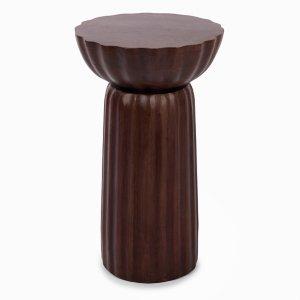 Walnut Brown Wood Scalloped Side Table