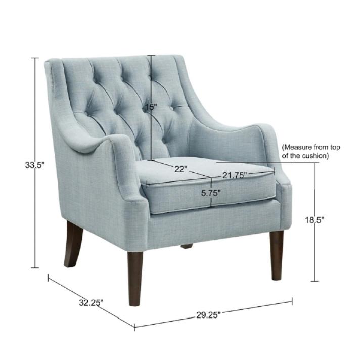 Elle Tufted Dusty Blue Accent Chair