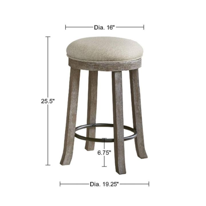 Cream and Gray Backless Swivel Counter Stool