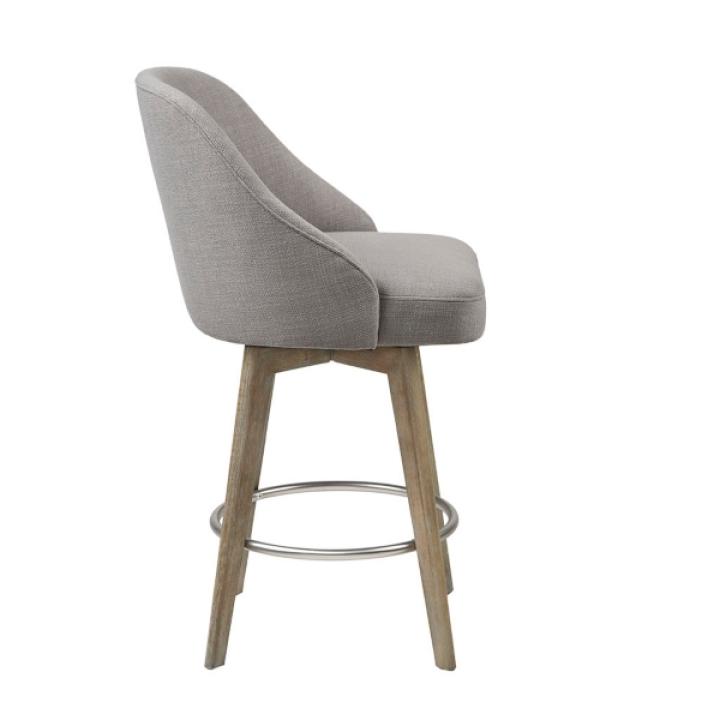 Gray Upholstered Pearce Swivel Counter Stool