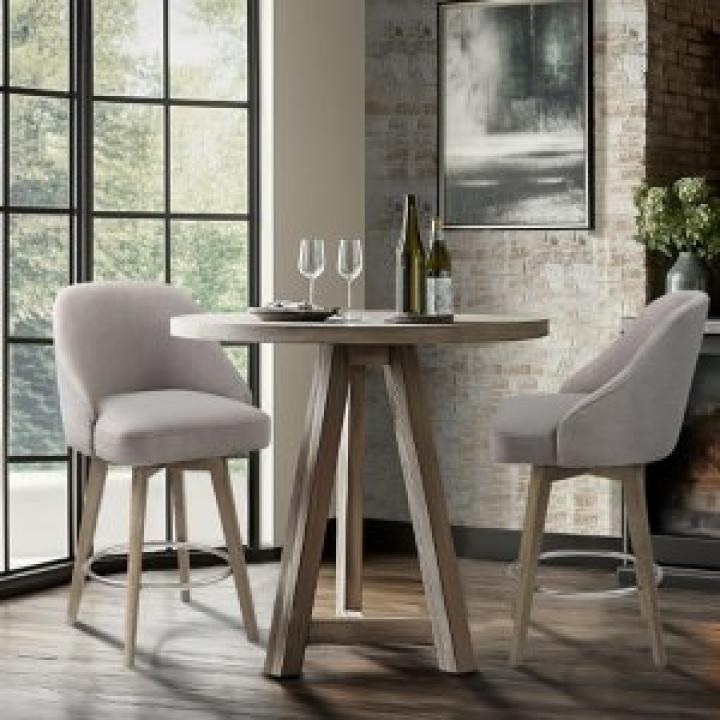 Gray Upholstered Pearce Swivel Counter Stool