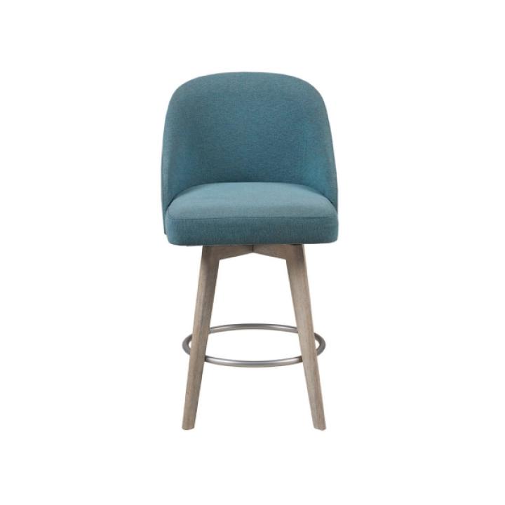 Teal Blue Upholstered Pearce Swivel Counter Stool