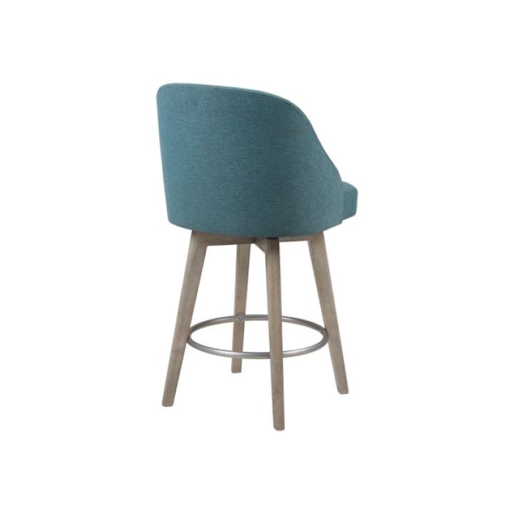 Teal Blue Upholstered Pearce Swivel Counter Stool