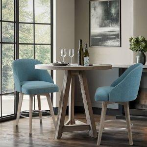 Teal Blue Upholstered Pearce Swivel Counter Stool