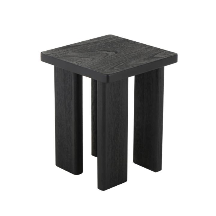 Oiled Black Wood Square Accent Table