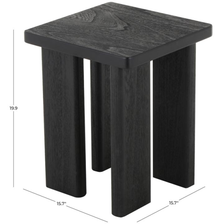 Oiled Black Wood Square Accent Table