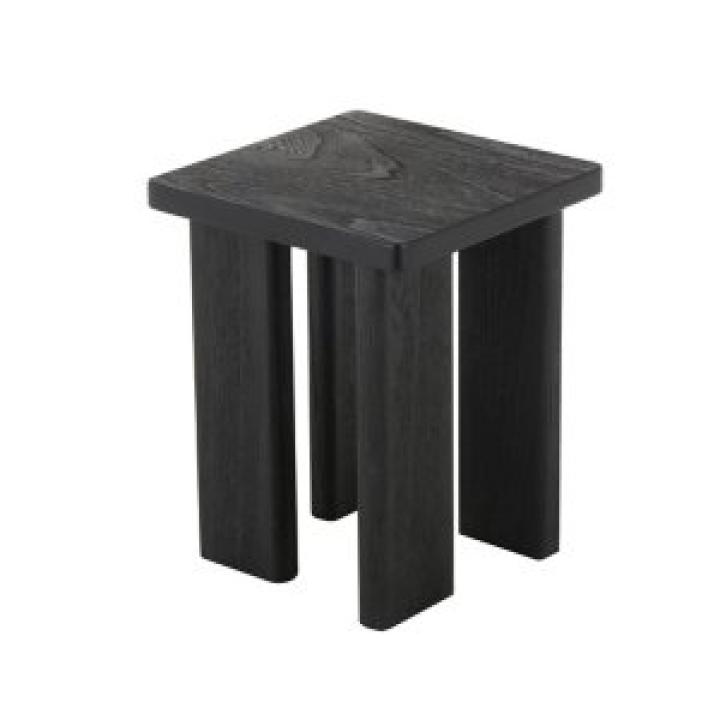 Oiled Black Wood Square Accent Table