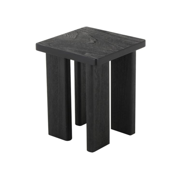 Oiled Black Wood Square Accent Table