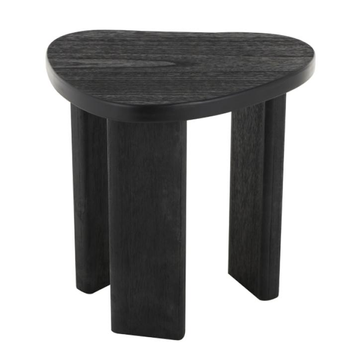 Black Wood Heart Shaped Top Accent Table