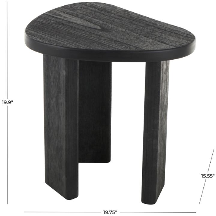Black Wood Heart Shaped Top Accent Table