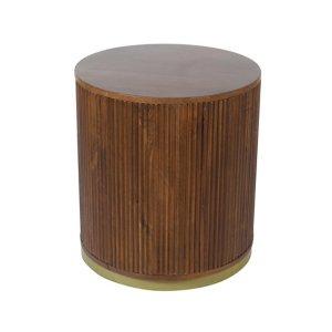 Brown and Brass Fluted Accent Table
