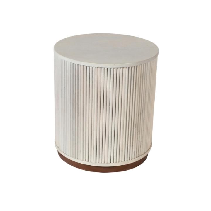 White Distressed Fluted Accent Table