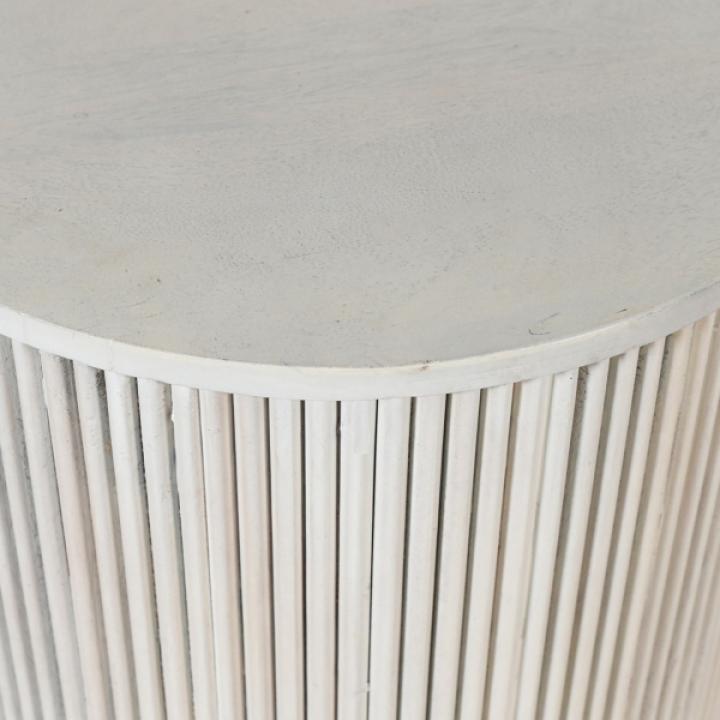 White Distressed Fluted Accent Table