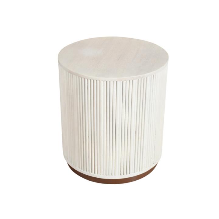 White Distressed Fluted Accent Table