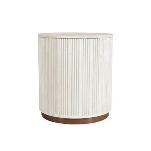 White Distressed Fluted Accent Table