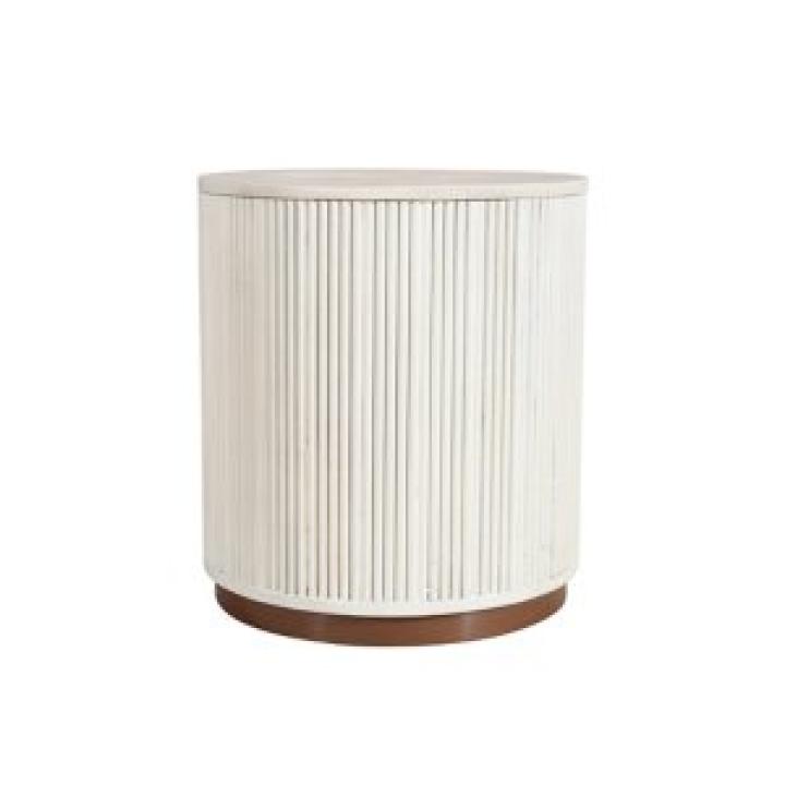 White Distressed Fluted Accent Table