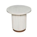 White Distressed Round Fluted Accent Table