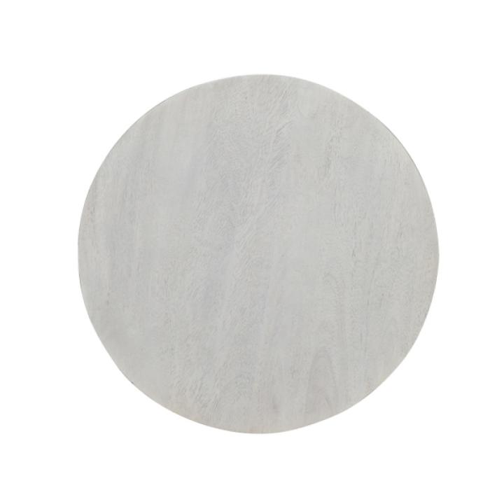 White Distressed Round Fluted Accent Table