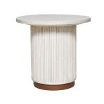White Distressed Round Fluted Accent Table
