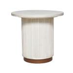 White Distressed Round Fluted Accent Table